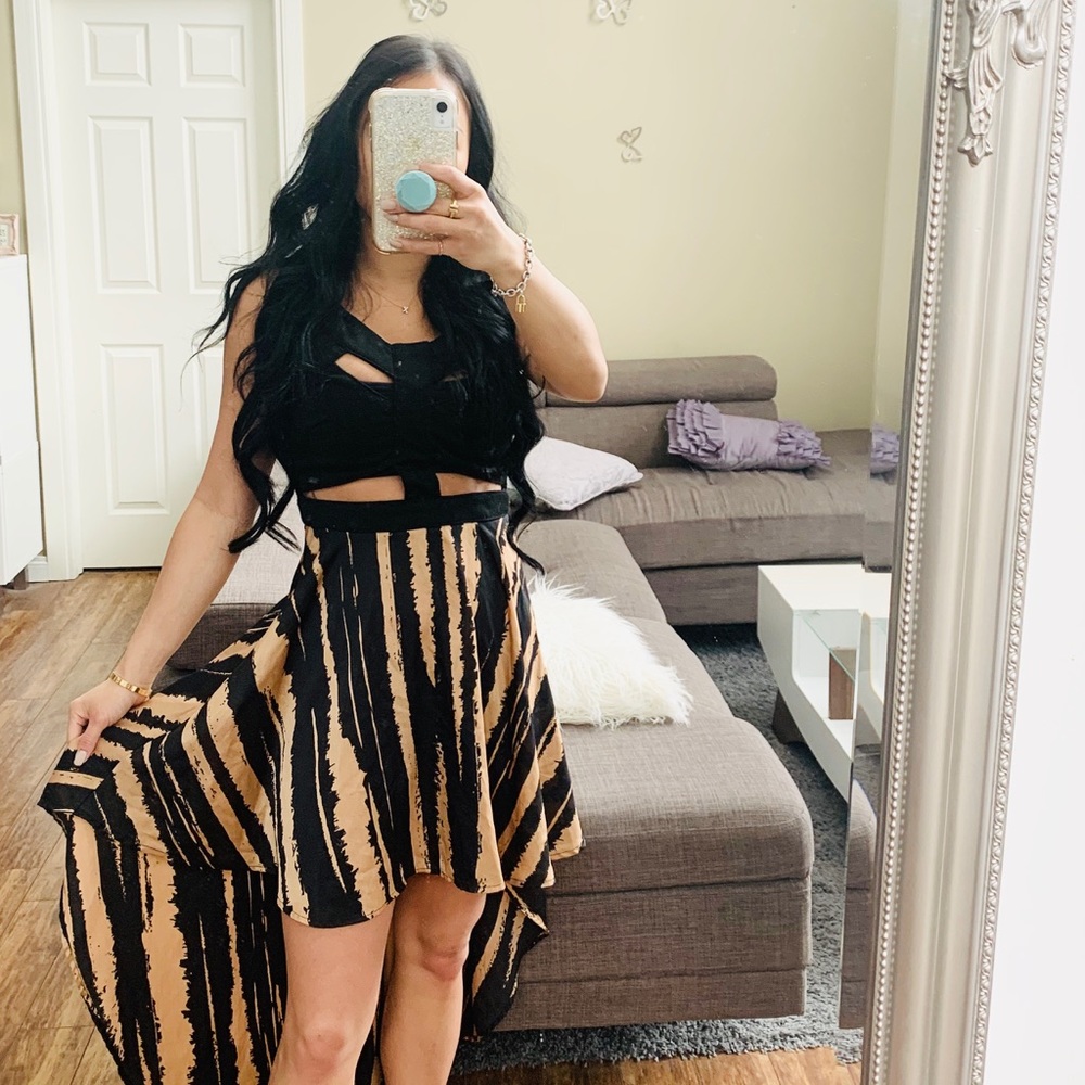 👗 URBAN OUTFITTERS REVERSE ZEBRA HI LOW DRESS